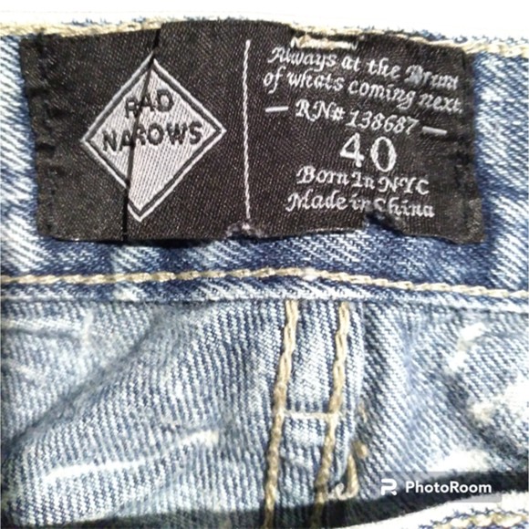 Road Narrows Men's Jeans Ripped Distressed Light Blue Straight Leg Size 40 - Picture 6 of 7